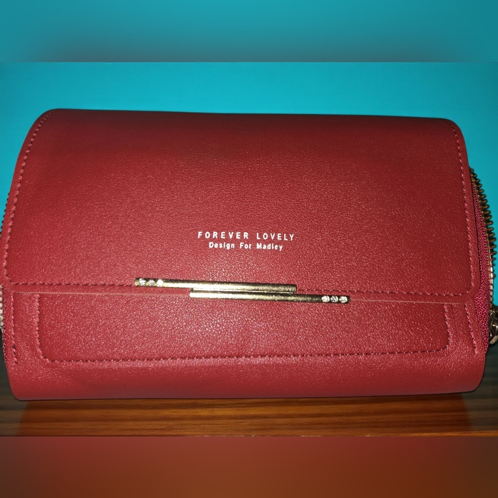 Red Forever Loverly Large Capacity Clutch Wallet Whit Zipper And Tassel